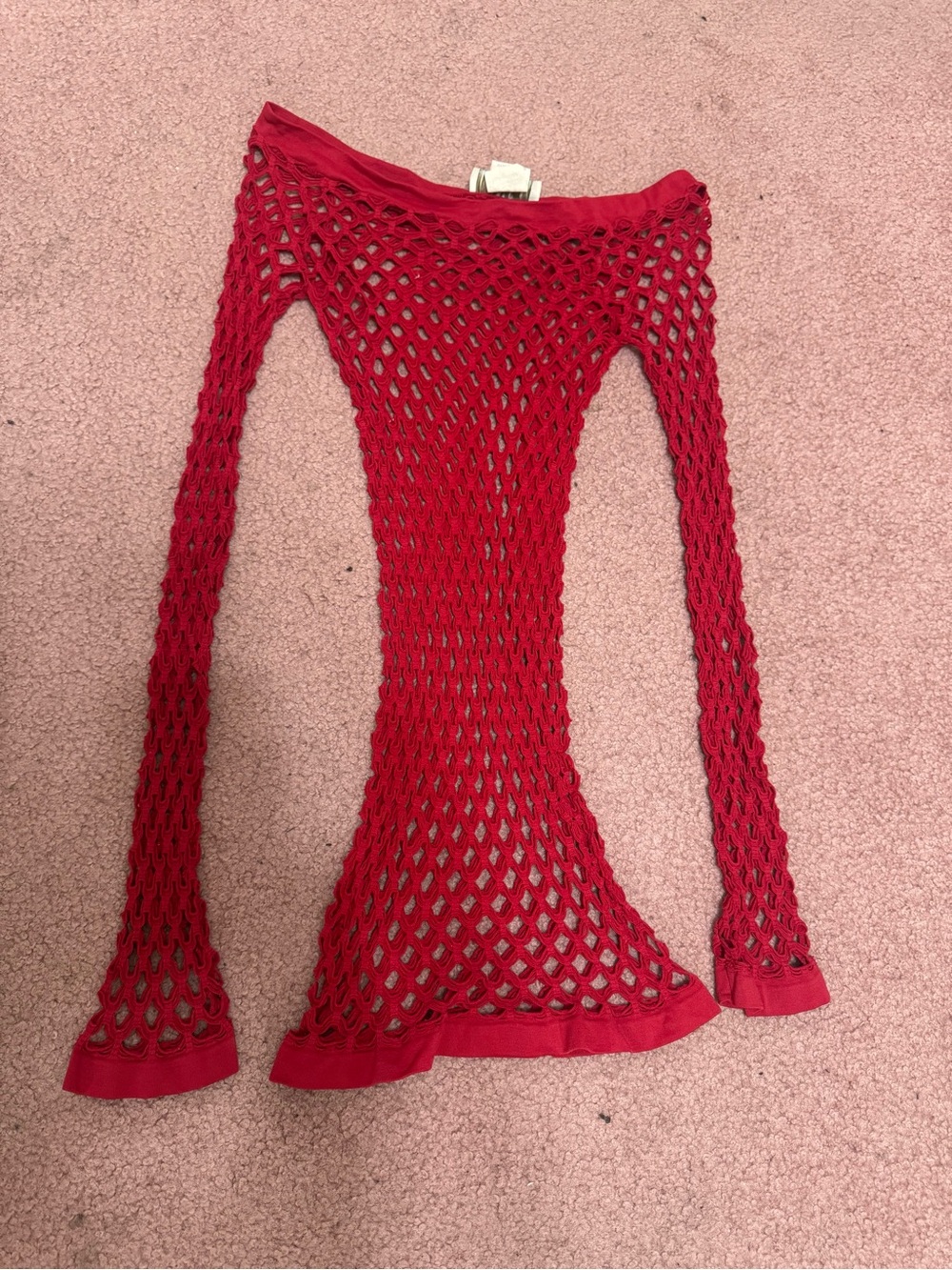 One size red long sleeve top blouse shirt dress lingerie y2k stretchy emo goth